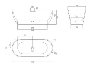 Ванна из искусственного камня ABBER Frankfurt AM9941MP 170x75см розовый матовый